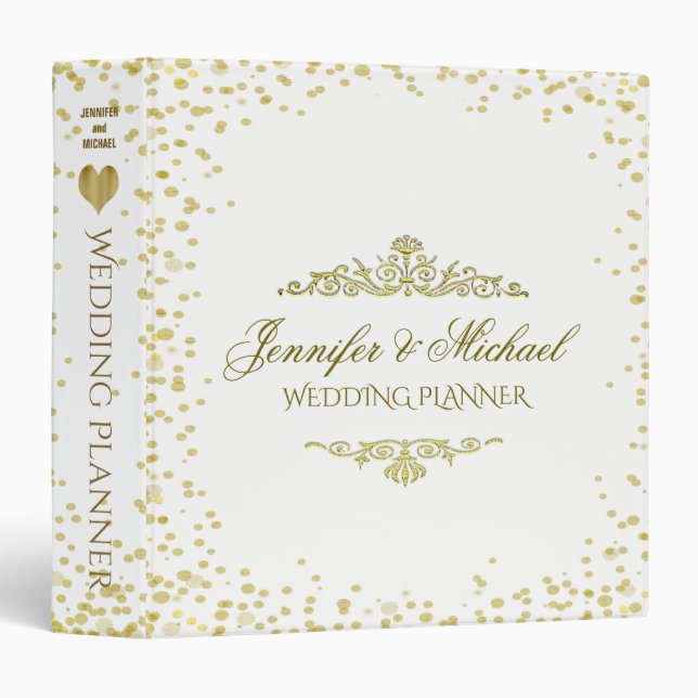 Classeur Wedding planner Gold Confetti (Devant/Côté)