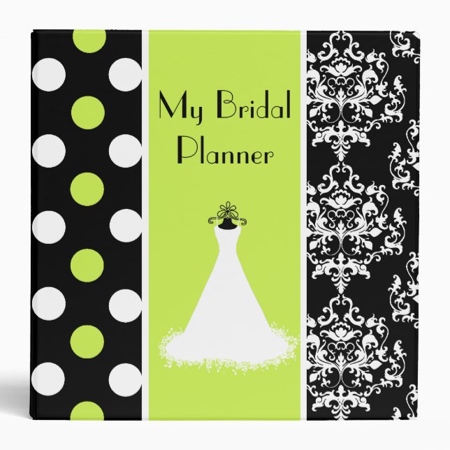 Classeur Wedding planner noir, blanc, et Chartreuse (Devant)