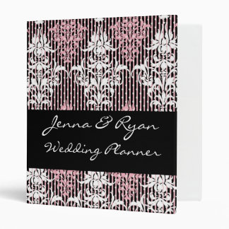 Classeur Wedding planner noir Damask rose ou recette nuptia