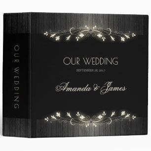 Classeur Wedding planner noir et blanc brillant hhn02