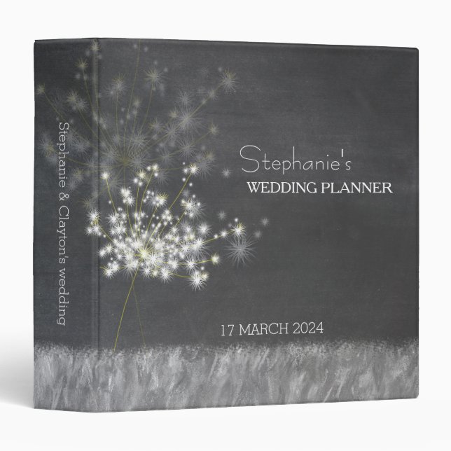 Classeur Wedding planner nostalgique Dandelion (Devant/Côté)