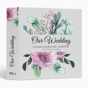 Classeur Wedding planner ou album floral violet NEWLYWEDS