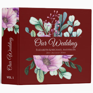 Classeur Wedding planner ou album floral violet NEWLYWEDS