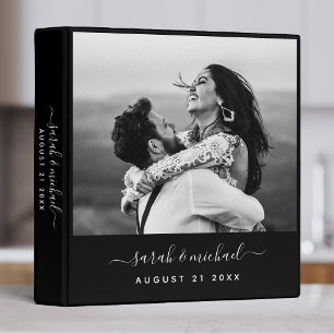 Classeur Wedding planner photo noir élégant de script moder