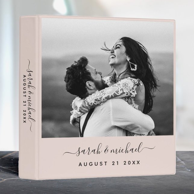 Classeur Wedding planner photo rose vif moderne Script (Créateur téléchargé)