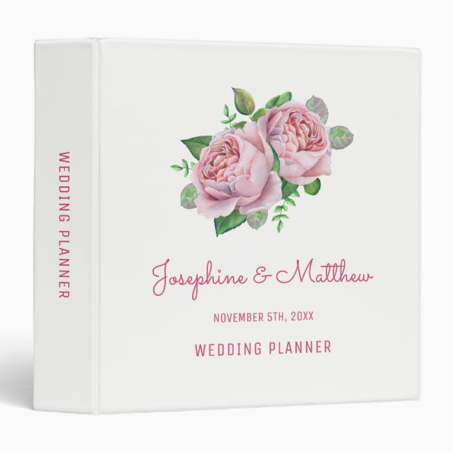 Classeur Wedding planner rose (Devant/Côté)