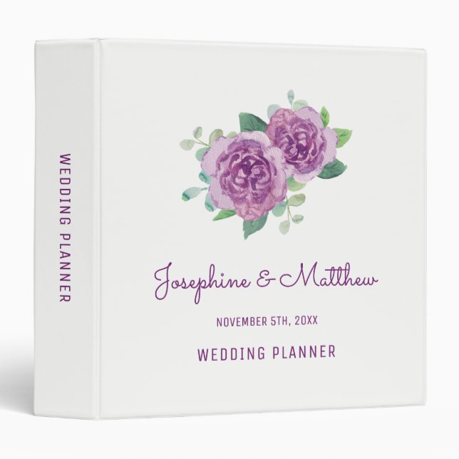 Classeur Wedding planner Rose violet (Devant/Côté)