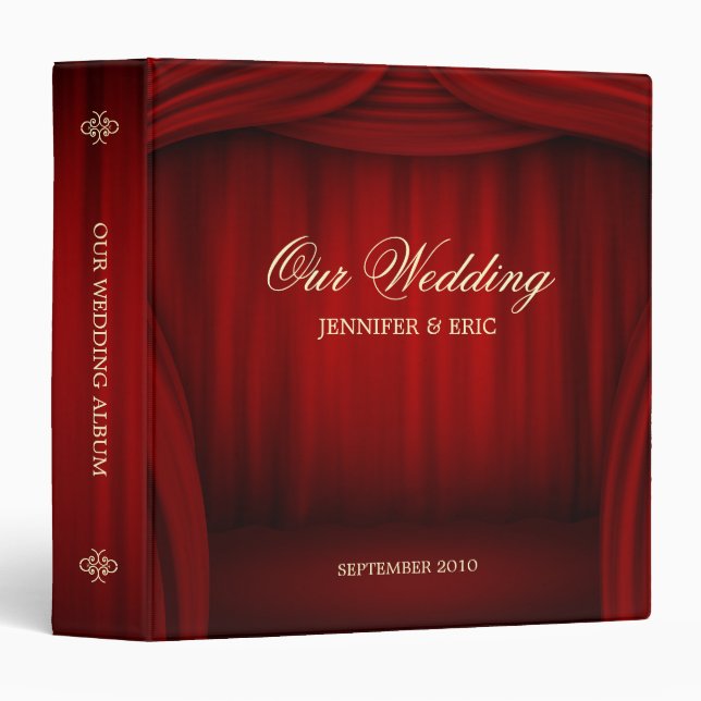 Classeur Wedding planner rouge d'étape de rideaux (Devant/Côté)
