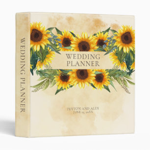 Classeur Wedding planner rustique Vintage de tournesols jau