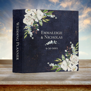 Classeur Wedding planner Shabby Chic Floral Navy Bleu