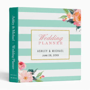Classeur Wedding planner vert en bon état floral botanique