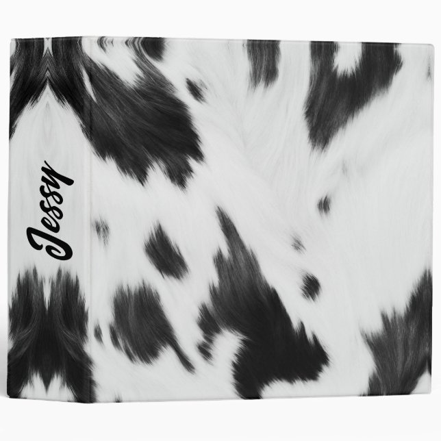 Classeur Western Country Cowboy noir blanc vache Imprimer (Devant/Côté)