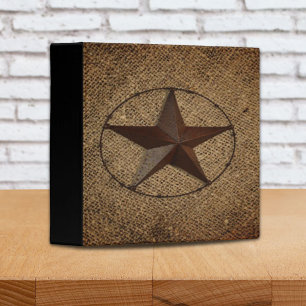 Classeur Western Country Rustic Burlap Primitif Texas Star