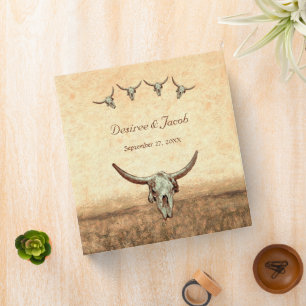 Classeur Western Rustic Mariage Pays Vache Taureau crâne