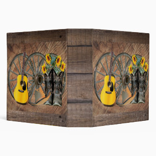 Classeur Western Wagon Wheel Guitar Cowboy bottes tournesol