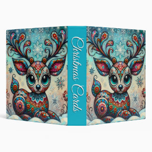 Classeur Whimsical Big Eyes Christmas Reindeer Folk Art