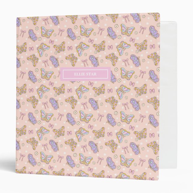 Classeur Whimsical Butterfly Girl Personnalisée (Devant/Intérieur)