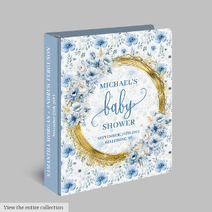 Classeur Whimsical Pastel Blue Gold Baby shower anneau Clas