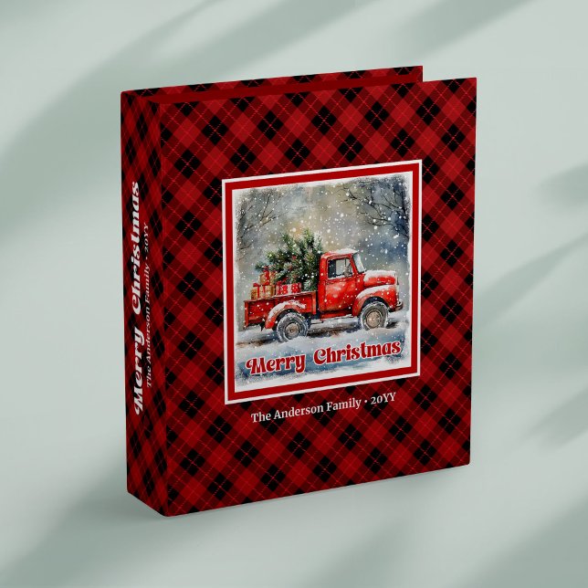 Classeur Whimsical red truck Christmas scene rustic buffalo (Whimsical red truck Christmas scene rustic buffalo plaid joy

)