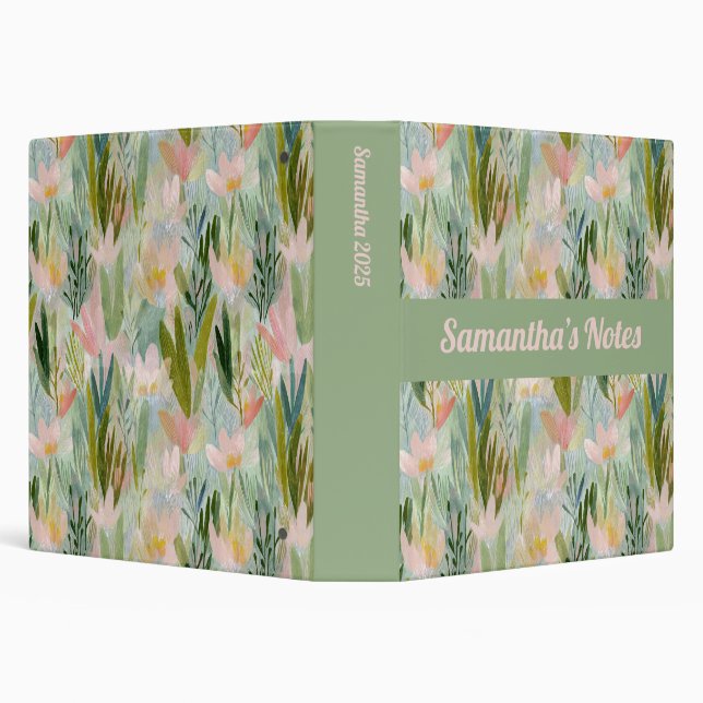Classeur Whimsical Sage Green Floral Personalized Binder (Arrière-plan)