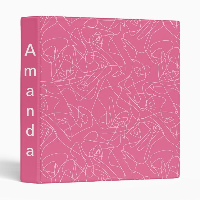 Classeur White abstract doodles on pink background (Devant/Côté)