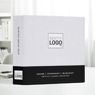 Classeur White Linen Black Minimalist Custom Business Logo