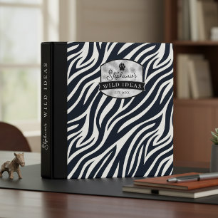 Classeur Wild Ideas Étiquette Argent Noir & Blanc Zèbre ID1