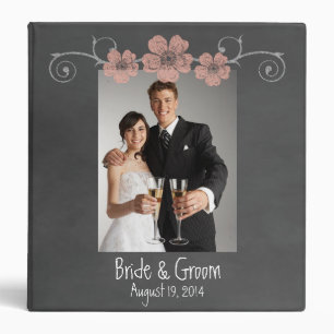 Classeur Wild Peach Roses Chalkboard Mariage Album photo