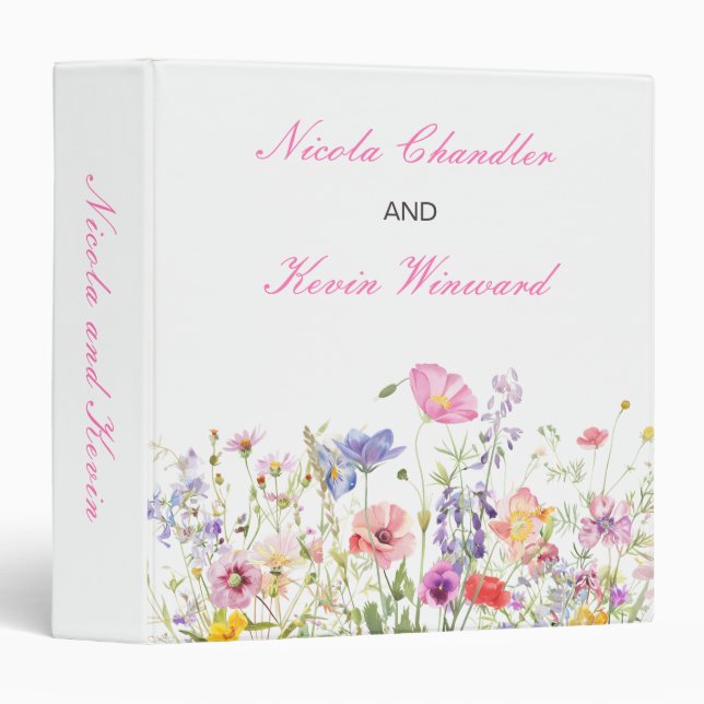 Classeur Wildflower Spring Floral Wedding Photo Album (Devant/Côté)