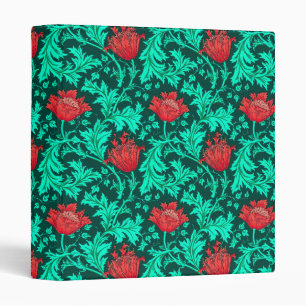 Classeur William Morris Anemone, Deep Red et Turquoise
