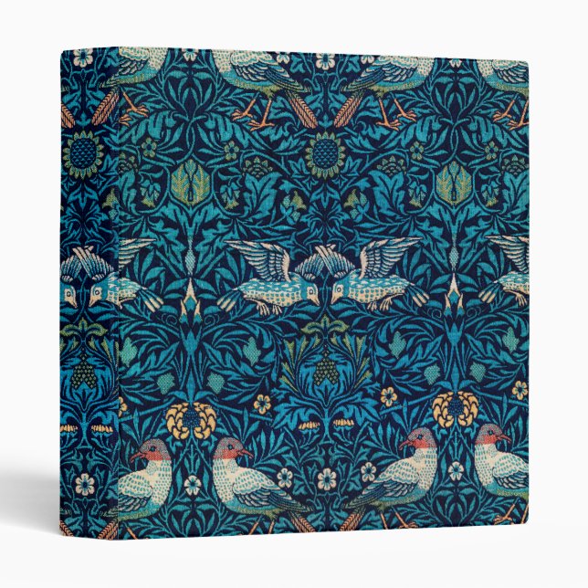 Classeur William Morris Birds Art Nouveau Motif Floral (Devant/Côté)