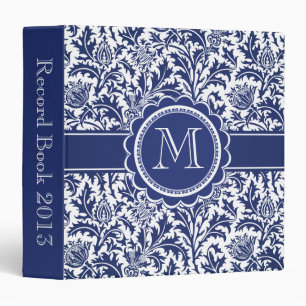 Classeur William Morris bleu et blanc élégant floral