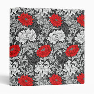 Classeur William Morris Chrysanthemums, gris et rouge