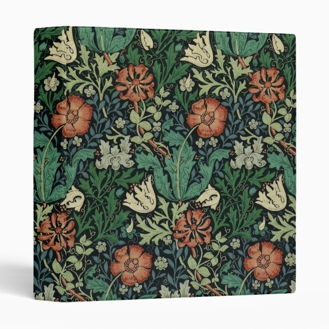 Classeur William Morris Compton Floral Art Nouveau Motif (Devant/Côté)