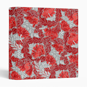 Classeur William Morris floral, rouge-foncé et gris/gris