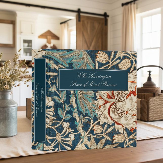 Classeur William Morris Floral Tapestry Fin de vie planific (William Morris Floral Tapestry End of Life Planner 3 Ring Binder)