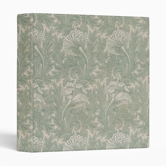 Classeur William Morris Green Tulip Textile Imprimer (Devant/Côté)