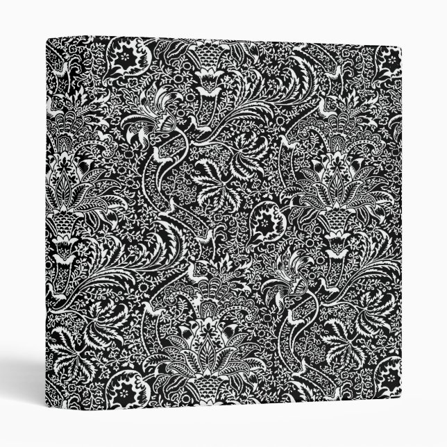 Classeur William Morris Indien, noir et blanc (Devant/Côté)