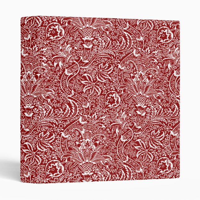 Classeur William Morris Indien, rouge foncé et blanc (Devant/Côté)