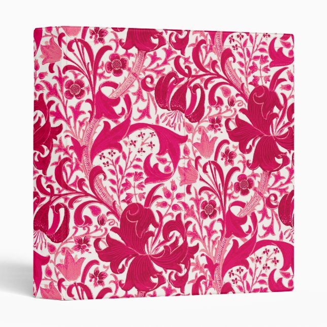 Classeur William Morris Iris et Lily, Fuchsia Pink (Devant/Côté)
