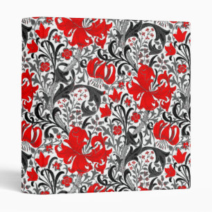 Classeur William Morris Iris et Lily, noir, blanc et rouge