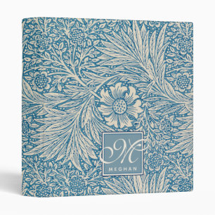 Classeur William Morris, Monogramme Art Nouveau Blue Marigo