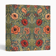 William Morris Poppies Floral Art Nouveau Pattern 