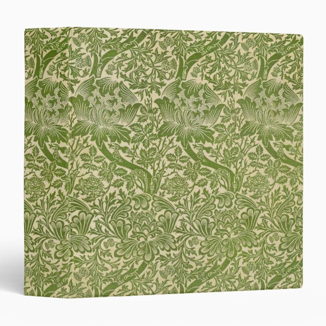 Classeur William Morris Rose et chardon vert floral (Devant/Côté)