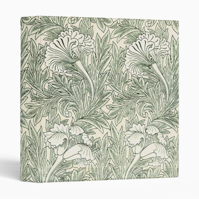 Classeur William Morris tulip fond textile vert (Devant/Côté)