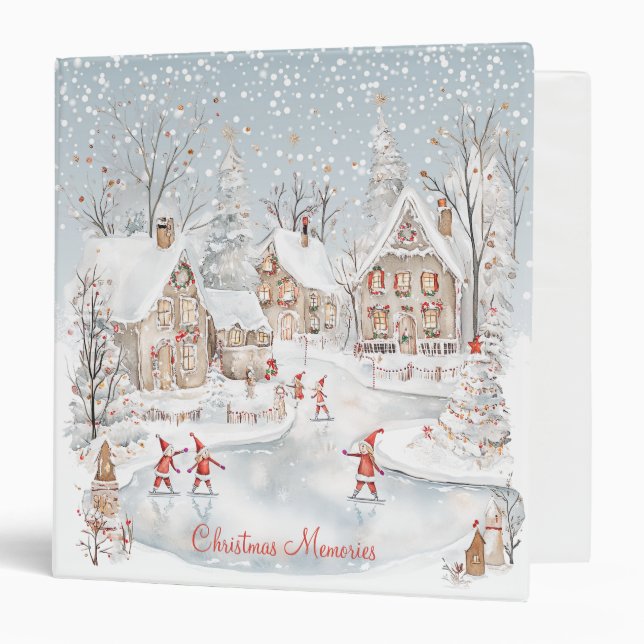 Classeur Winter Snowy Houses Christmas Binder (Devant/Intérieur)