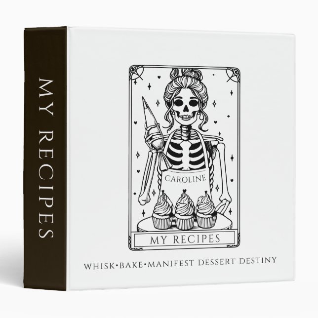 Classeur Witchy Tarot Skeleton Funny Recipe Binder (Devant/Côté)