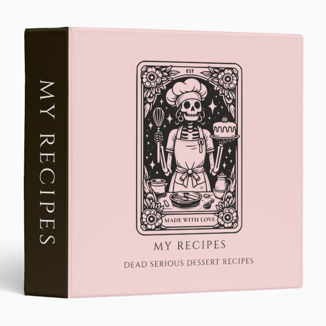Classeur Witchy Tarot Skeleton Funny Recipe Binder (Devant/Côté)