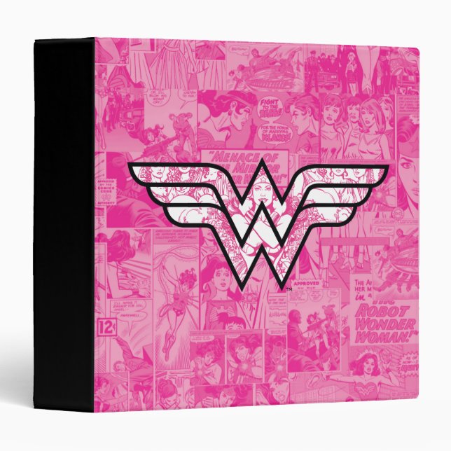 Classeur Wonder Woman Pink Comic Book Collage Logo (Devant/Côté)