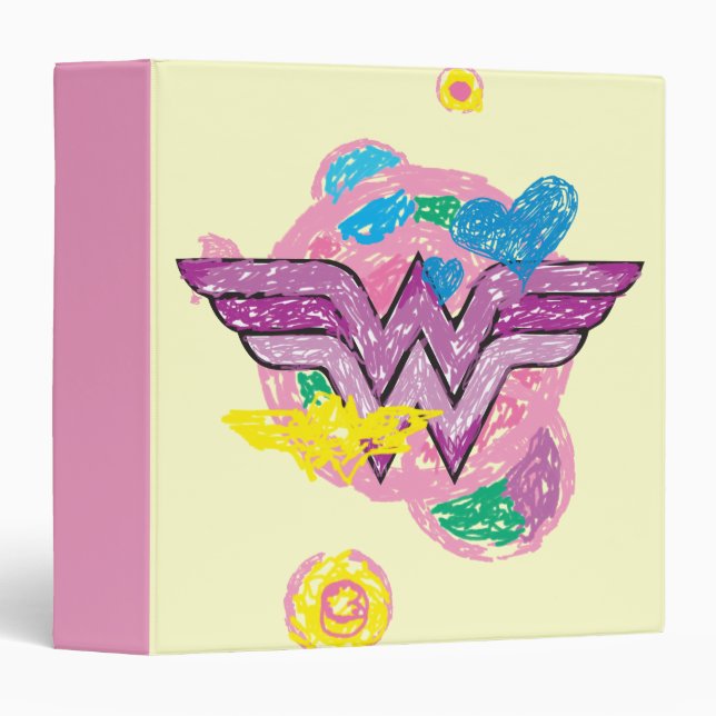 Classeur Wonder Woman Scribbles colorés (Devant/Côté)